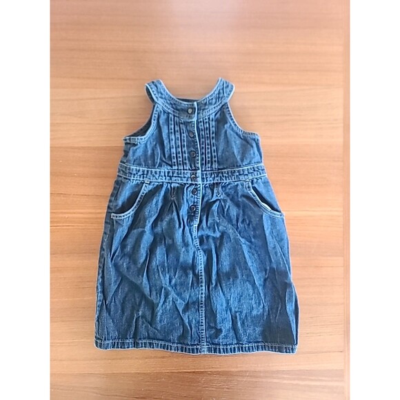 Old Navy Denim Overall Dress Snap Jumper 5T Blue Jean Girls - Picture 1 of 10